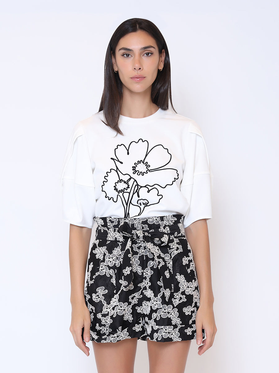 Floral Embroidered Sweat Top