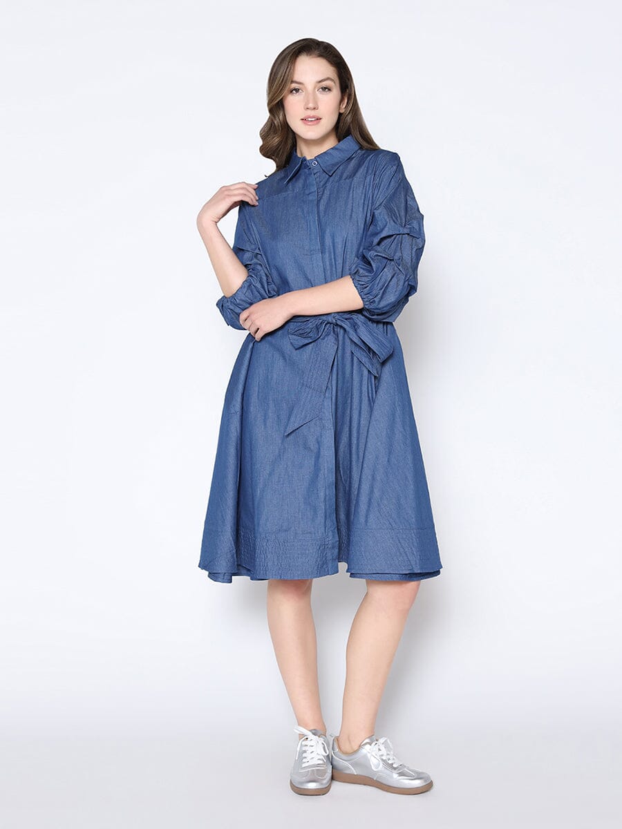 Denim Shirt Dress DRESS Gracia Fashion DENIM BLUE S 