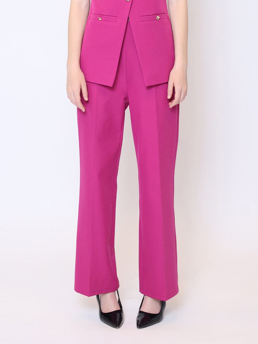 Double Front Button Straight-Fit Trousers SET Gracia Fashion FUSHIA S 