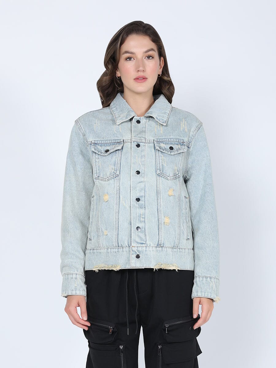 Double Sided Button-Down Denim Bomber Jacket JACKET Gracia Fashion LIGHT DENIM S 