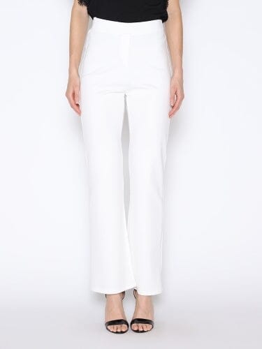 Elastic Waist Wide Leg Stretch Pants PANTS Gracia Fashion WHITE S 