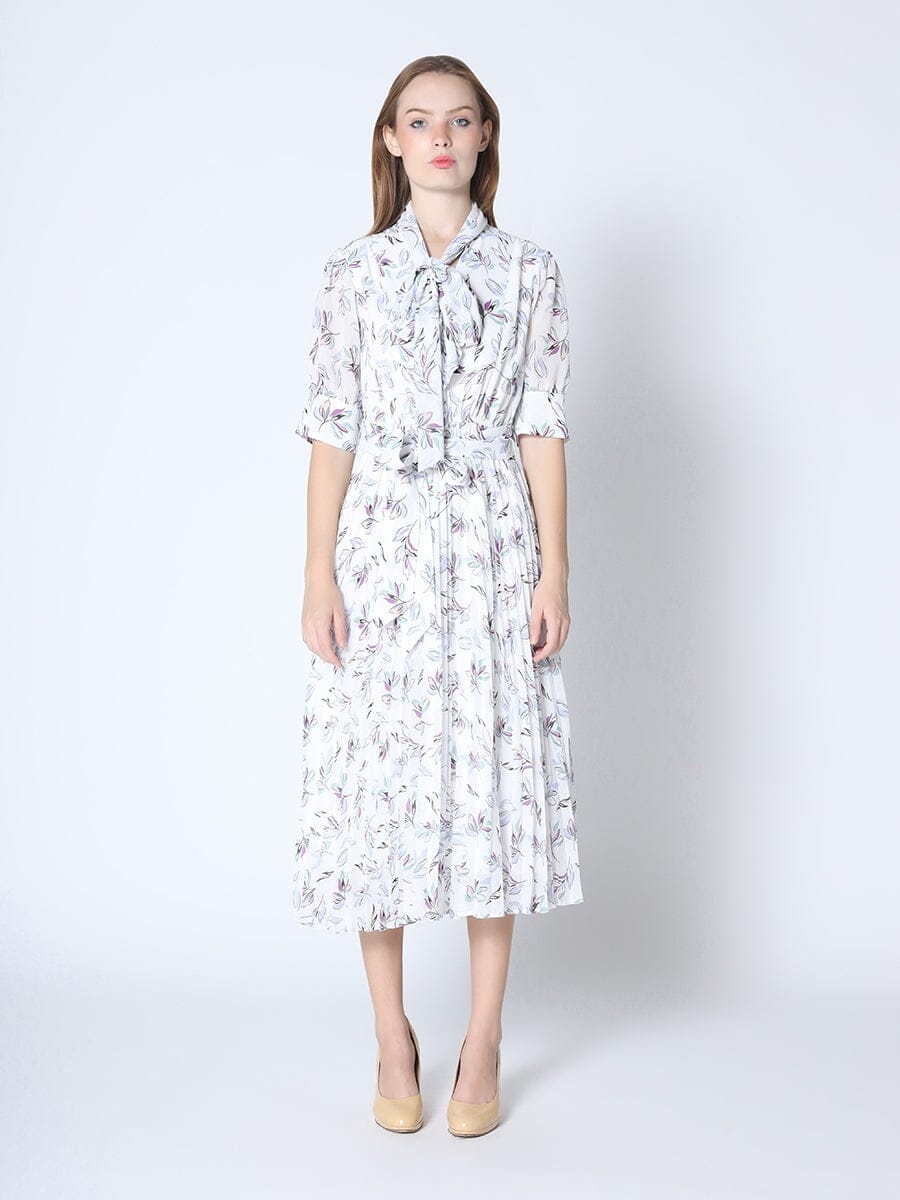 Geometric-Print Sleeveless A-Line Midi Knit Dress - Gracia Fashion