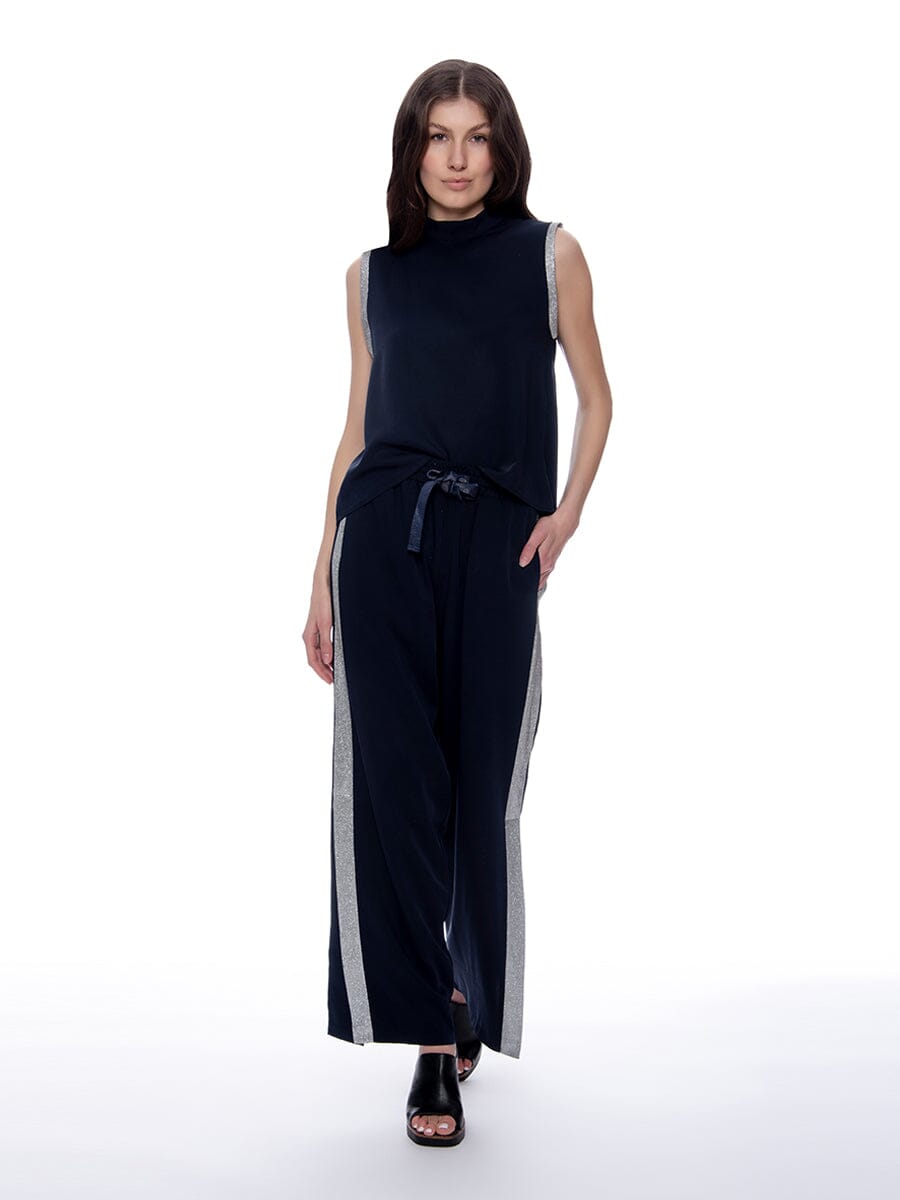 Glitter tape point side-slit wide pants - Gracia Fashion