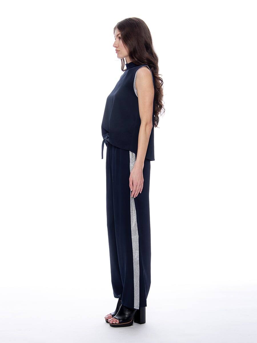 Glitter tape point side-slit wide pants - Gracia Fashion