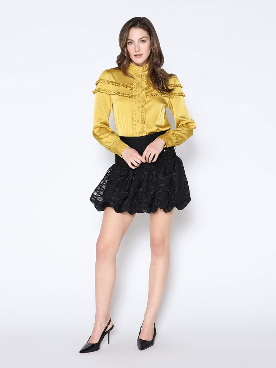 High Elastic Waist Mini Bubble Skirt SKIRT Gracia Fashion BLACK S 