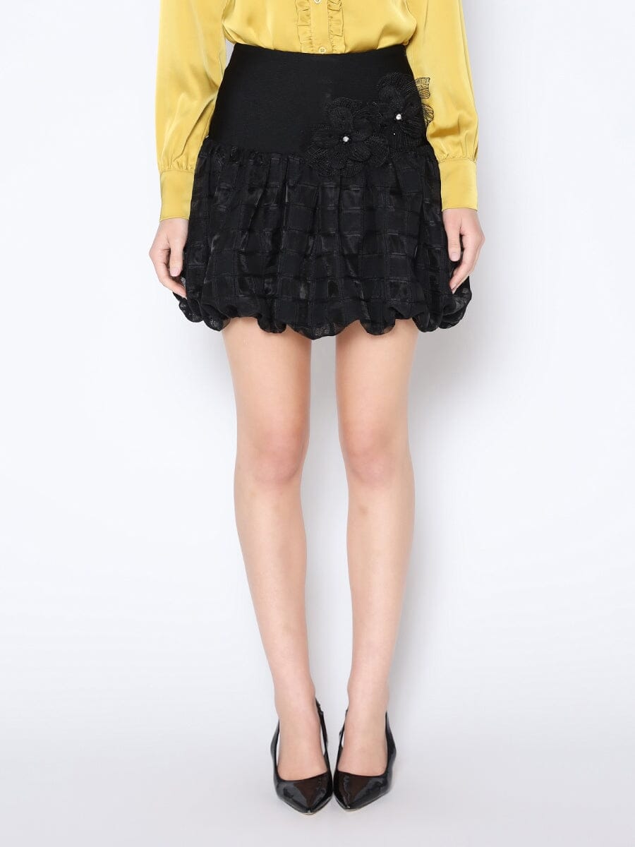 High Elastic Waist Mini Bubble Skirt SKIRT Gracia Fashion BLACK S 