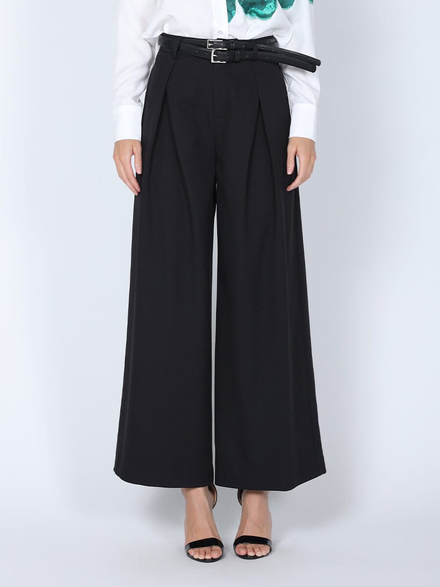 High Waist Pleated Wide Leg Pants PANTS Gracia Fashion BLACK S 