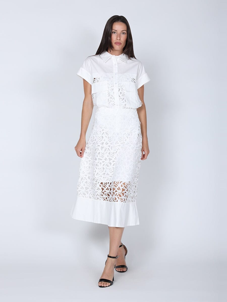 Hollow-Out Lace Embroidered Front Pocket Top TOP Gracia Fashion WHITE S 