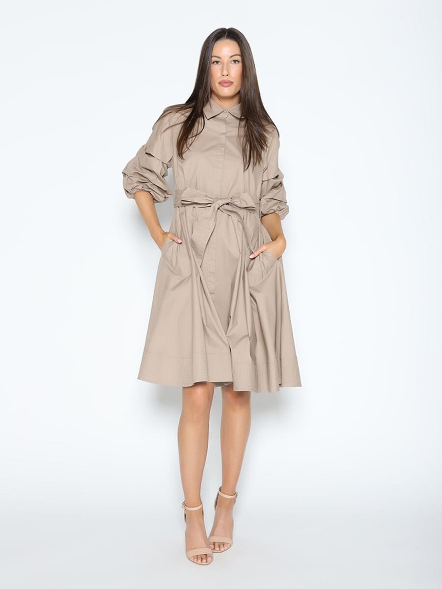 Shirt dress (EVEN LENGHT) DRESS Gracia Fashion BEIGE S 