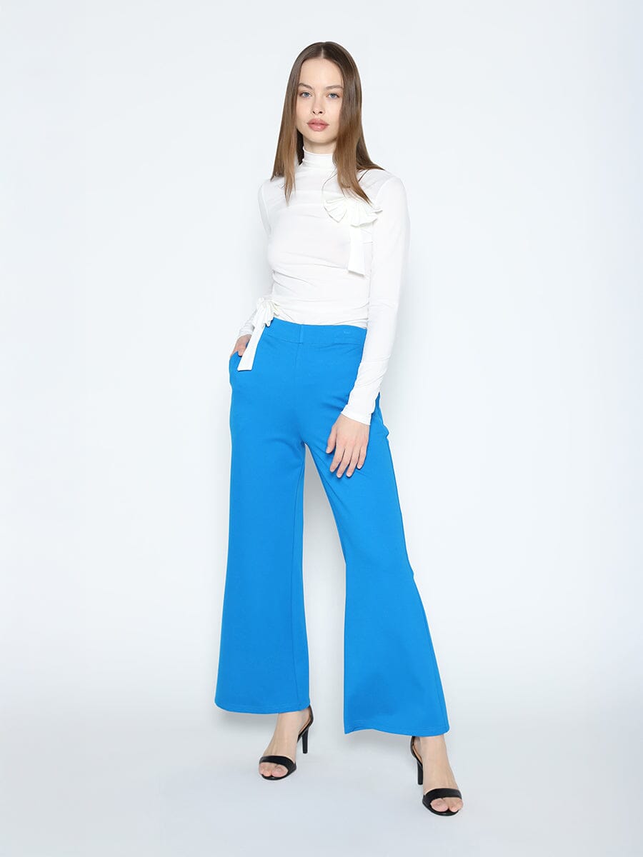 Spanx Wide Leg Pants With Elastic Back SET Gracia Fashion BLUE S 