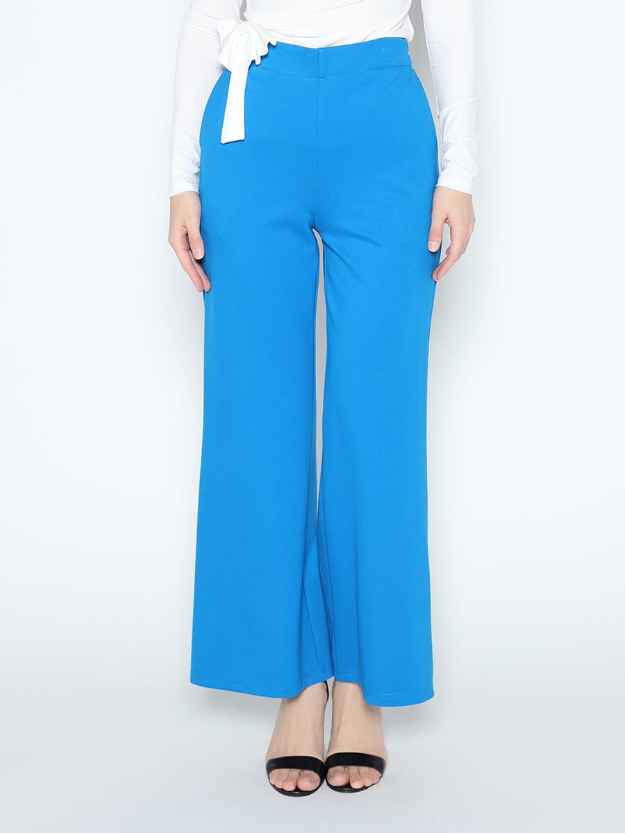 Spanx Wide Leg Pants With Elastic Back SET Gracia Fashion BLUE S 