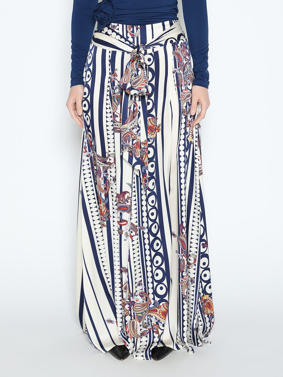 Stripe Printing Pattern Long Wide Pants PANTS Gracia Fashion NAVY S 