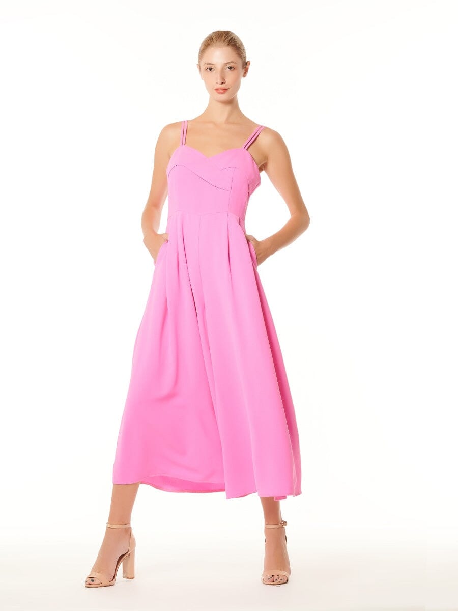 Surplice Sweetheart Neck Strapped Wide Leg Jumpsui JUMPSUIT Gracia Fashion PINK S 