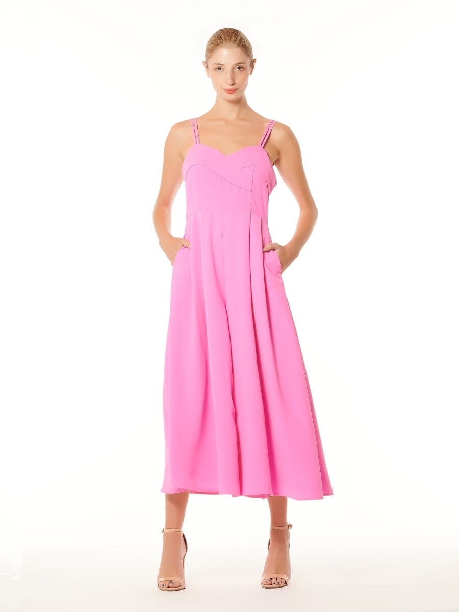 Surplice Sweetheart Neck Strapped Wide Leg Jumpsui JUMPSUIT Gracia Fashion PINK S 