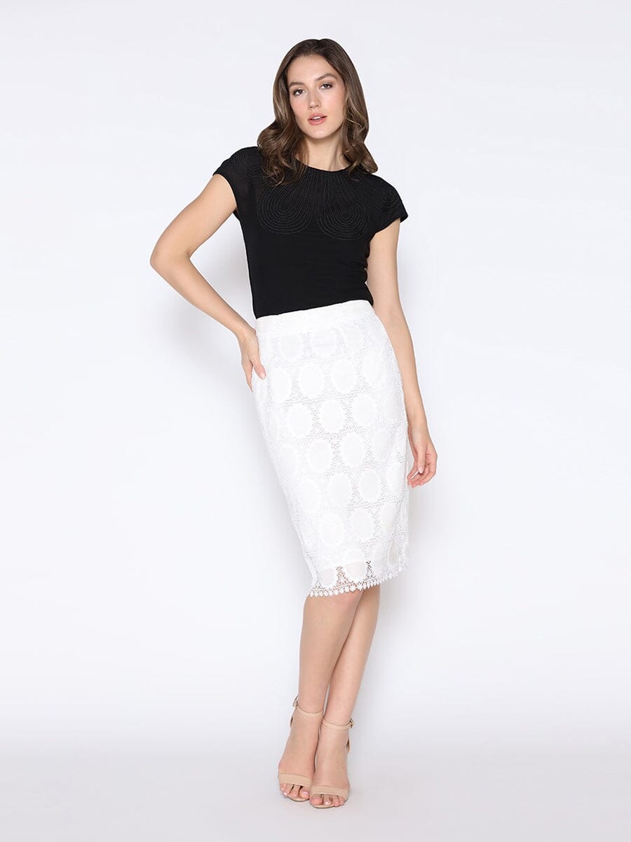 Velvet Polka Dot Crochet Skirt SKIRT Gracia Fashion WHITE S 