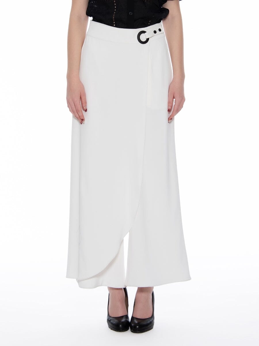 Women's Wrap Wide Leg Pants PANTS Gracia Fashion WHITE S 