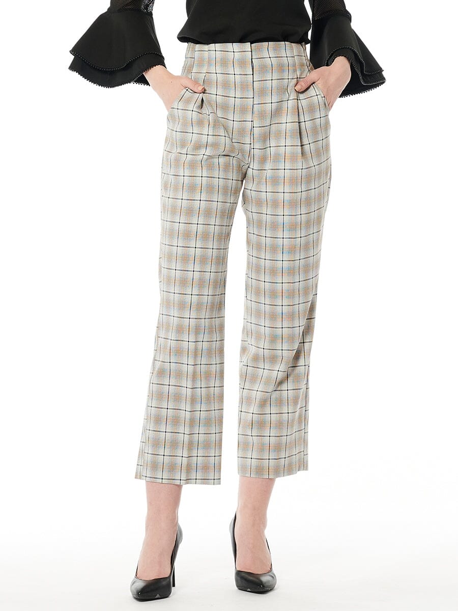 Buy Men Grey Check Slim Fit Trousers Online - 735872 | Van Heusen
