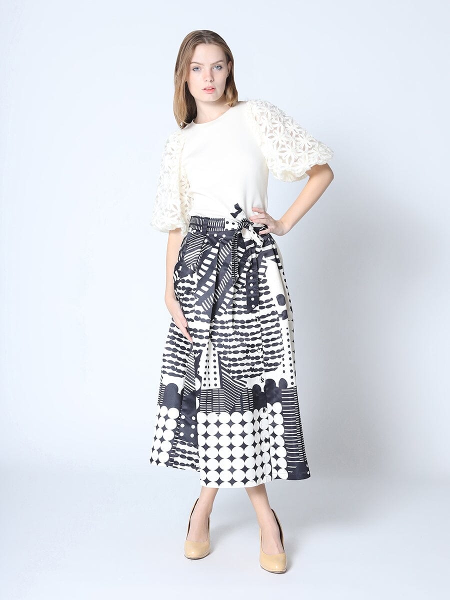 Floral neoprene clearance midi skirt