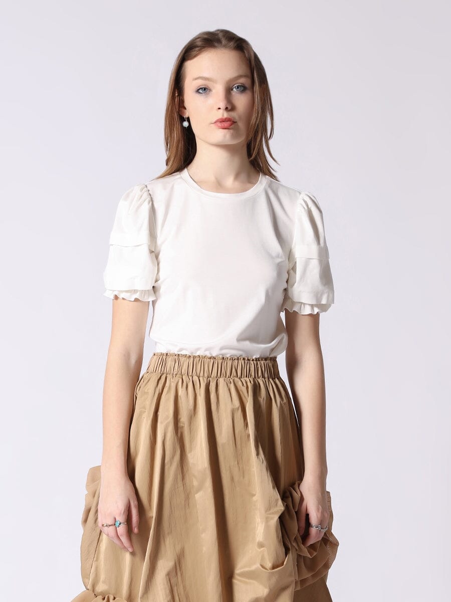 Frill puff sleeve top hot sale