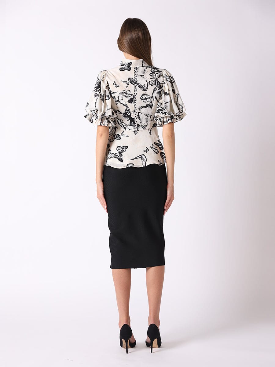 Split-Hem Spangled-Trim Bandage Bodycon Skirt - Gracia Fashion